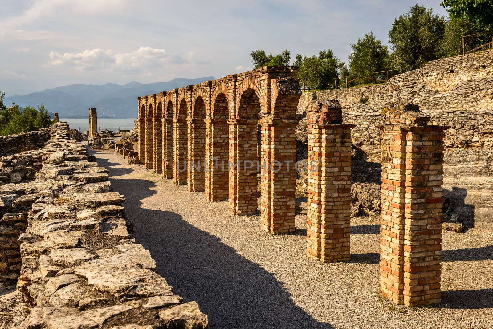 Caves of Catullus,the Roman villa knows as Villa Catulliana or "Grotte di Catullus",the 1st century BC,the columns of cryptoporticus