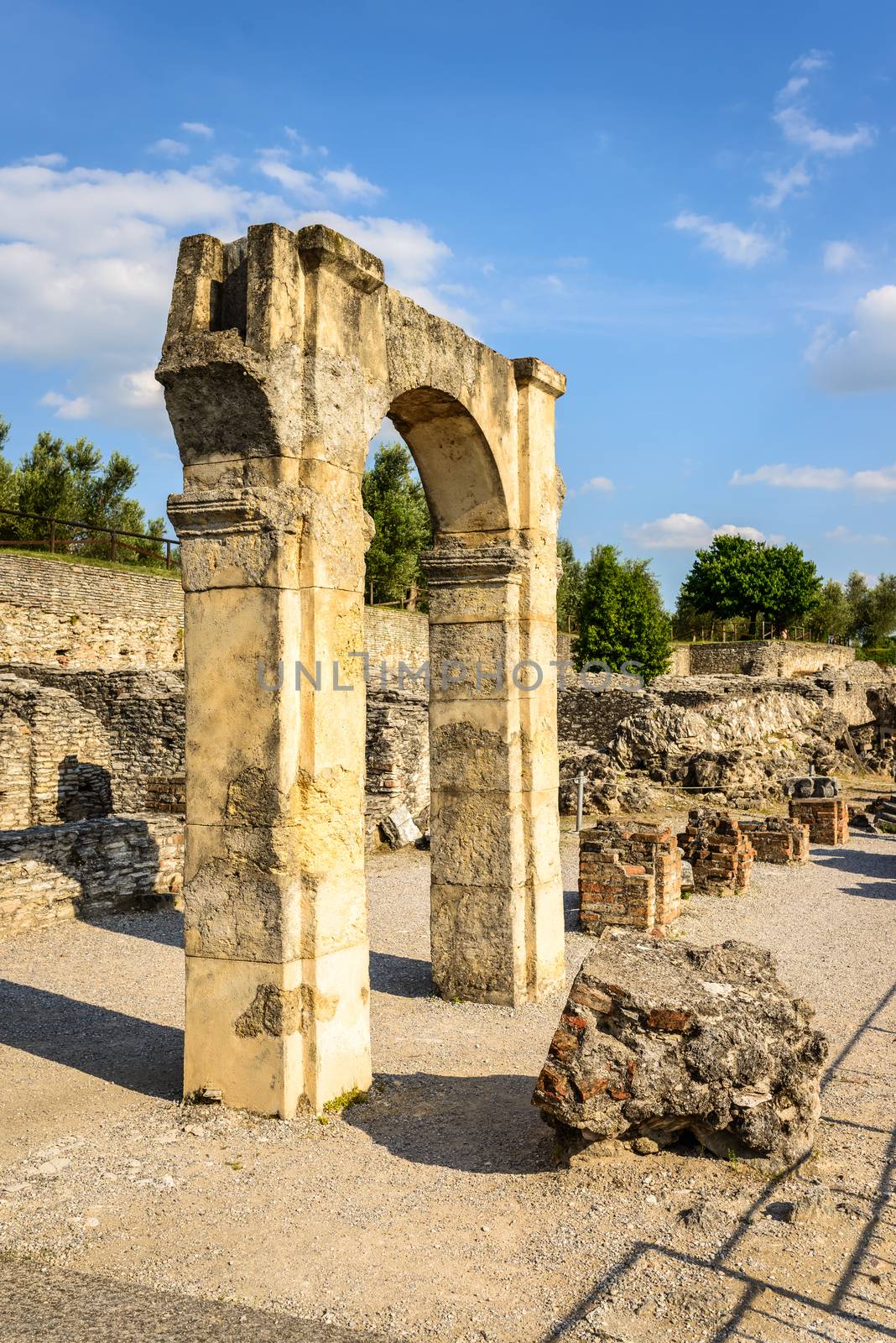 Caves of Catullus,the Roman villa knows as Villa Catulliana or "Grotte di Catullus",the 1st century BC,the columns of cryptoporticus