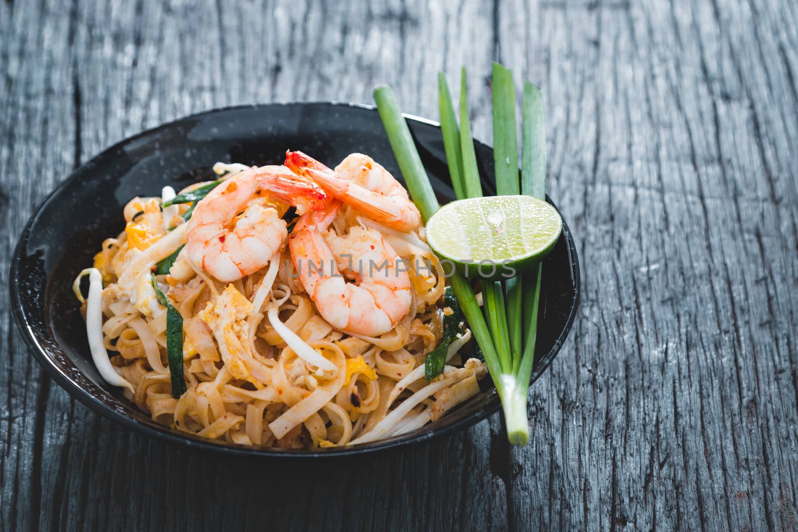 Thai Fried Noodles "Pad Thai" with shrimp and vegetables