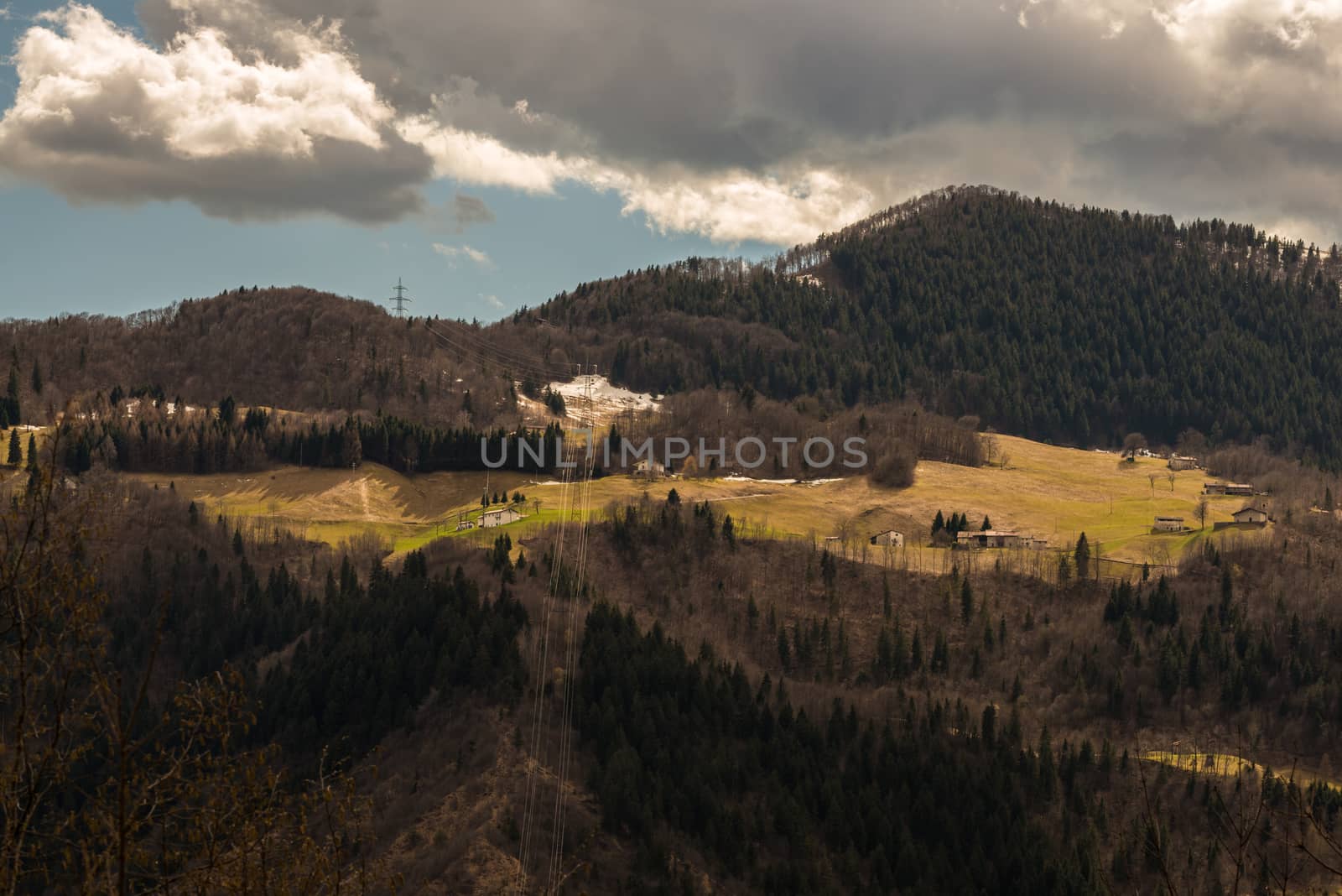 Pictured the mountain valley near Bergamo Seriana in autumn