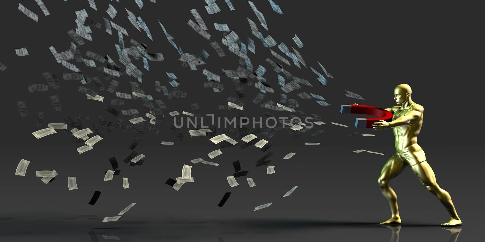 Marketing Concept with Businessman Attracting Wealth and Sales