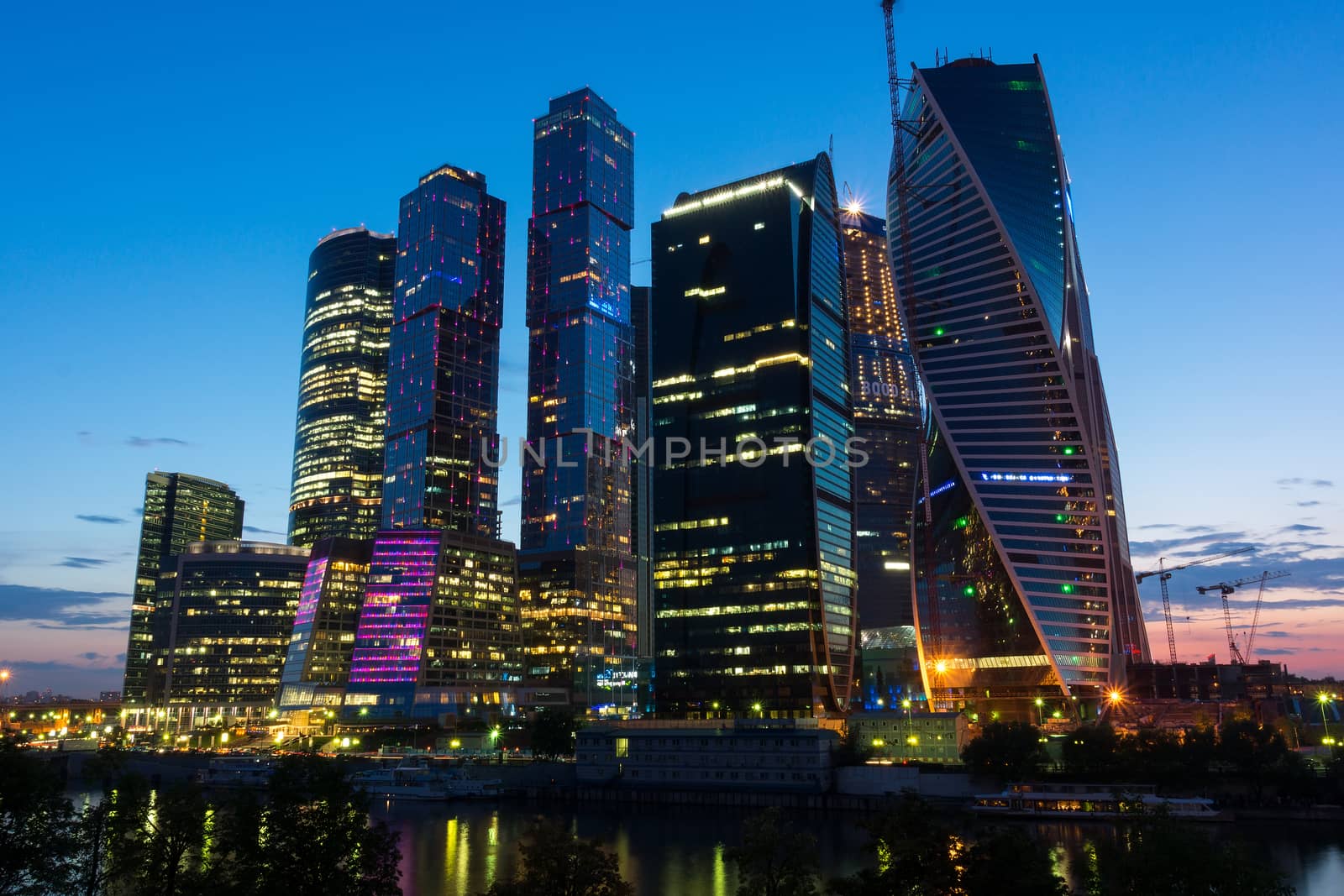 Moscow, city, building, office, river, sky, landscape, architecture.