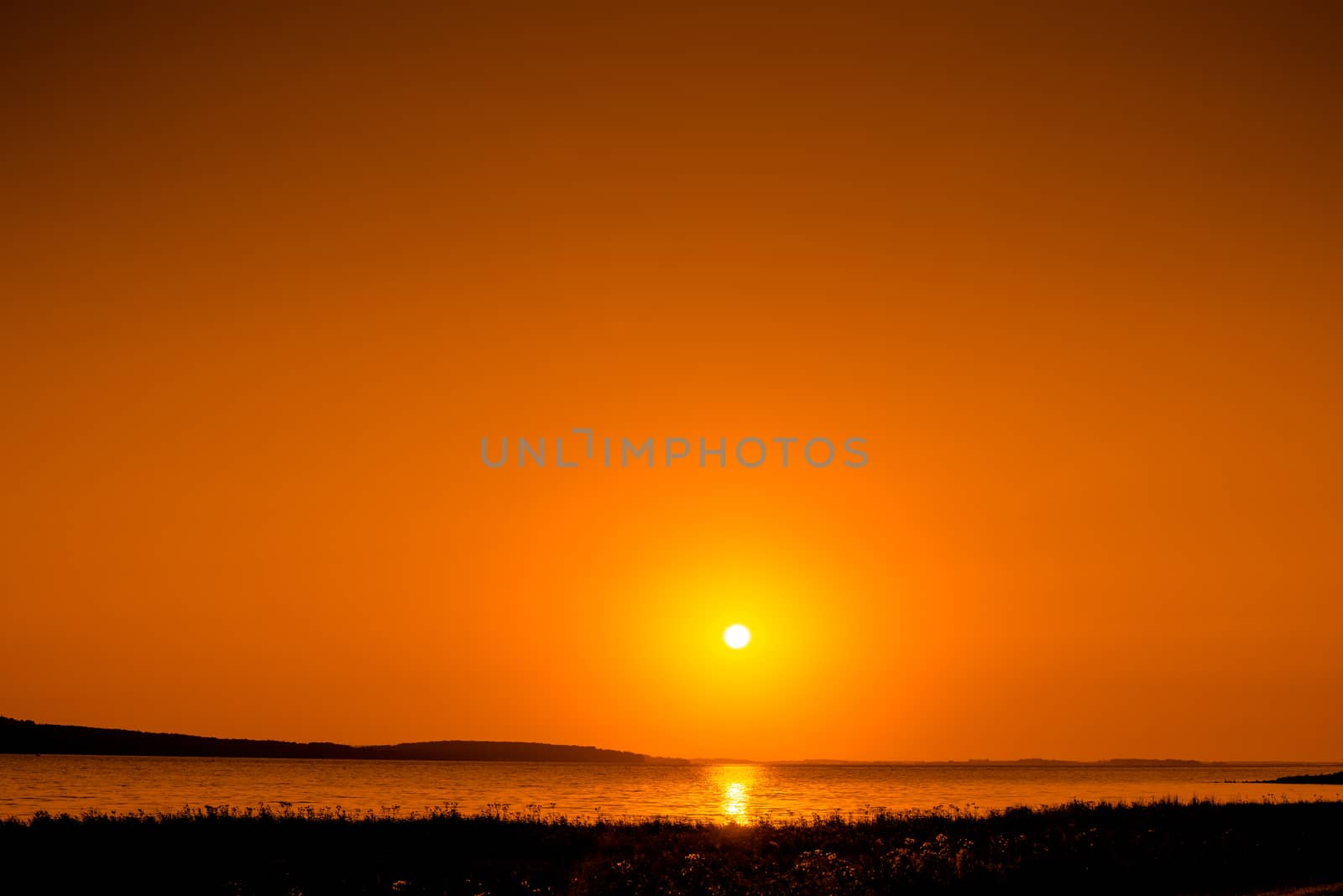 Beautiful sunrise over a lake in the morning
