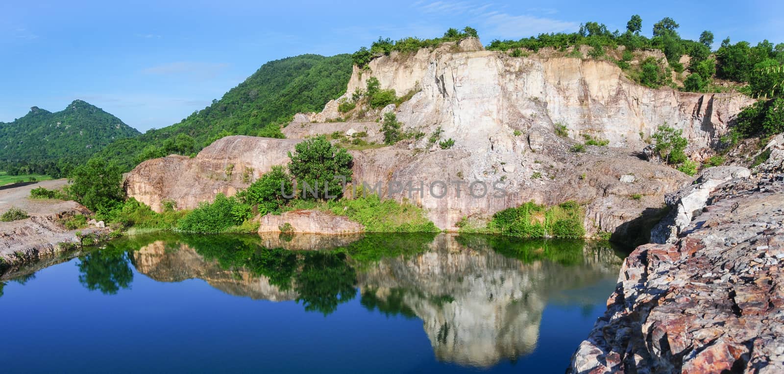 Mountain lake in Chau Doc town, An Giang, Vietnam. Chau doc near Cambodia is famous tourist spots of the Mekong river tours.