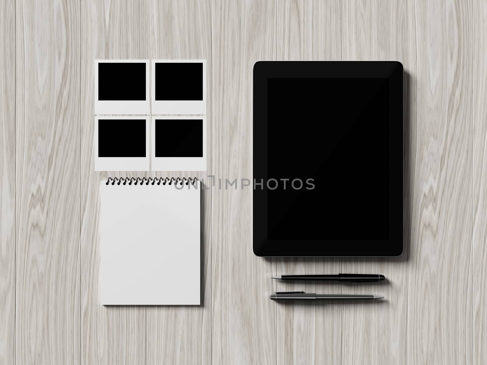 High angle view of a setting table of business workplace, shot in office, home work space