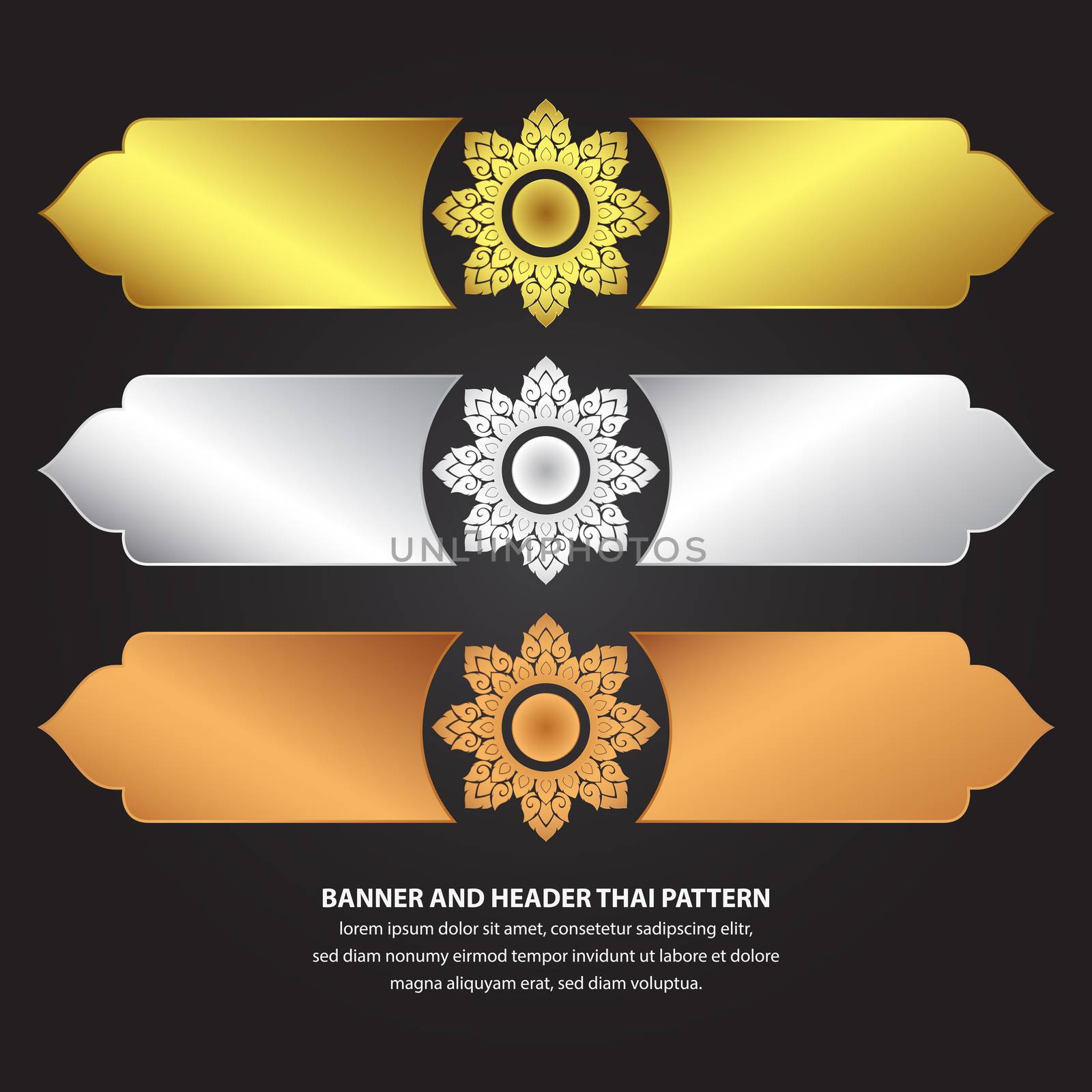 Banner and Header Thai Pattern, Vector illustration.