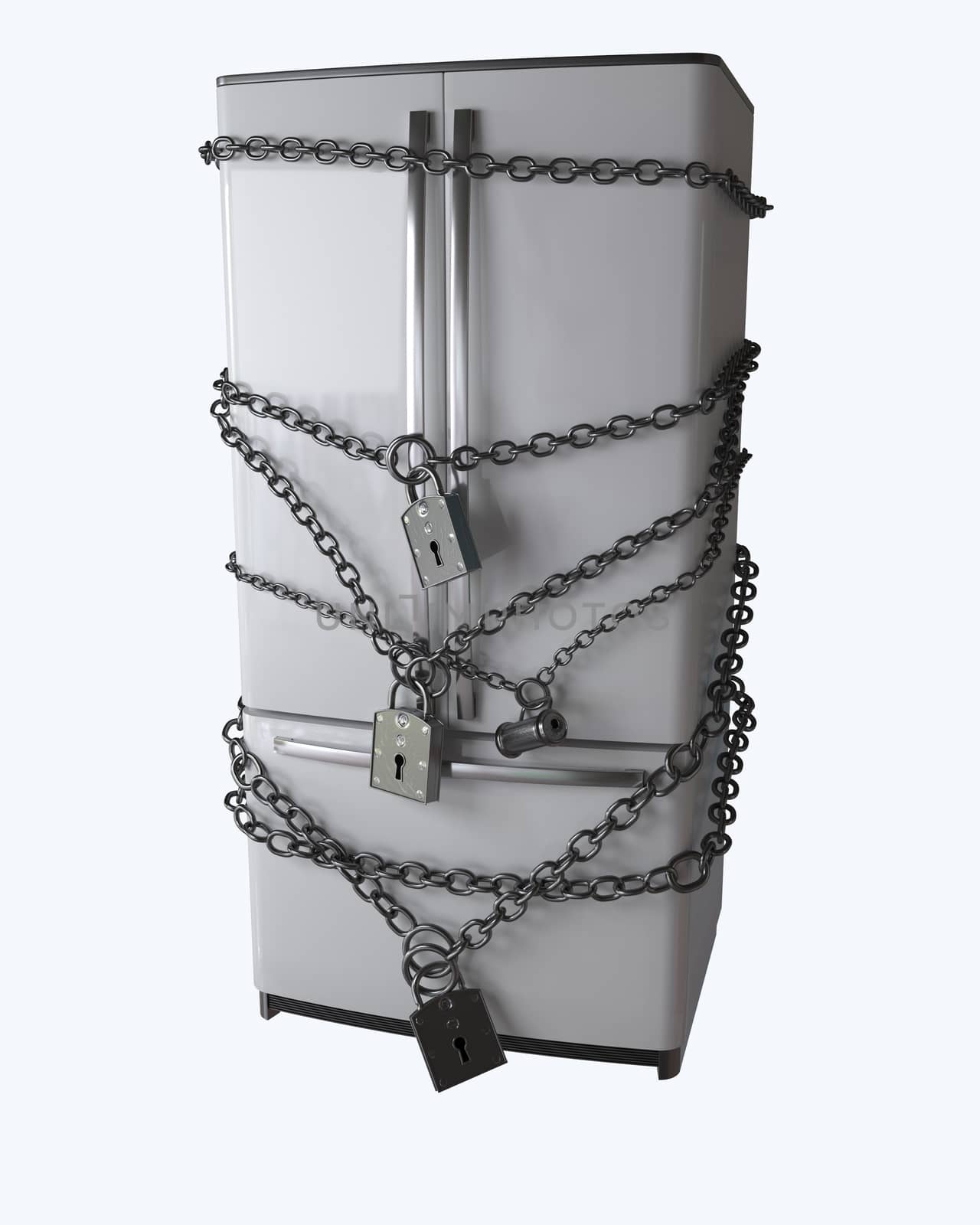 Dieting concept. Refrigerator, chain and lock by denisgo