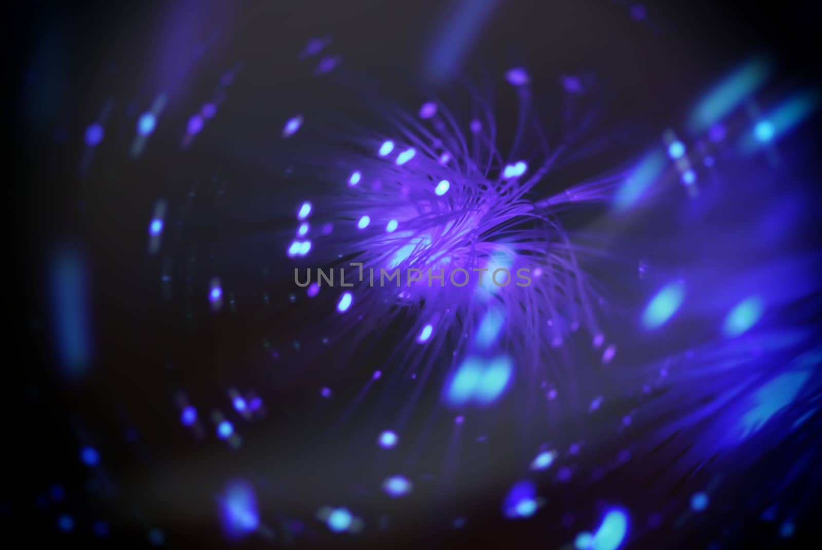 violet colored particles fly in space of the optical fiber and circling ( abstract blur background  )