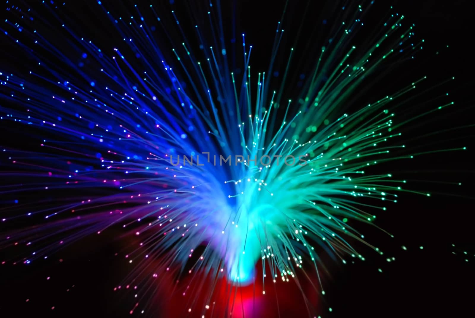 abstract blur background of green and blue optic fiber