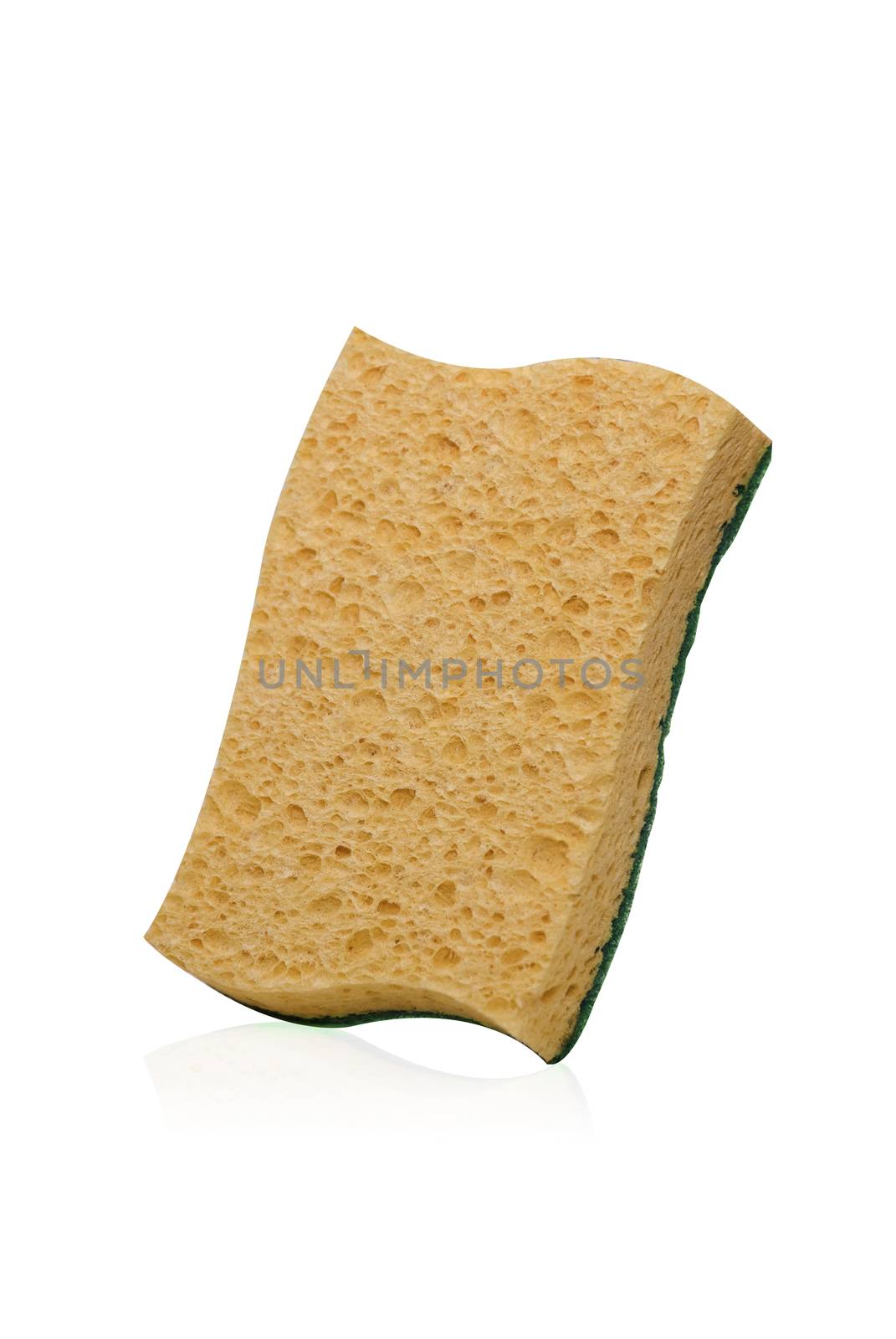 orange cellulose sponge with abrasive for cleaning kitchen