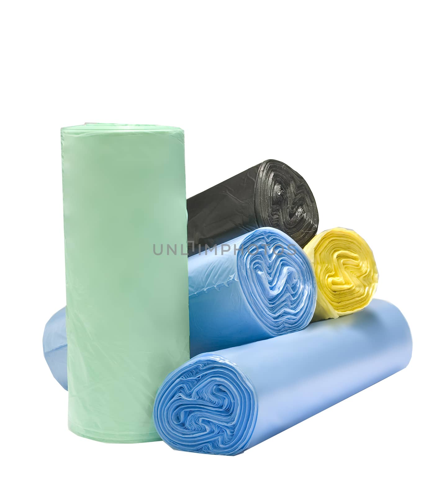many colored degradable garbage bags