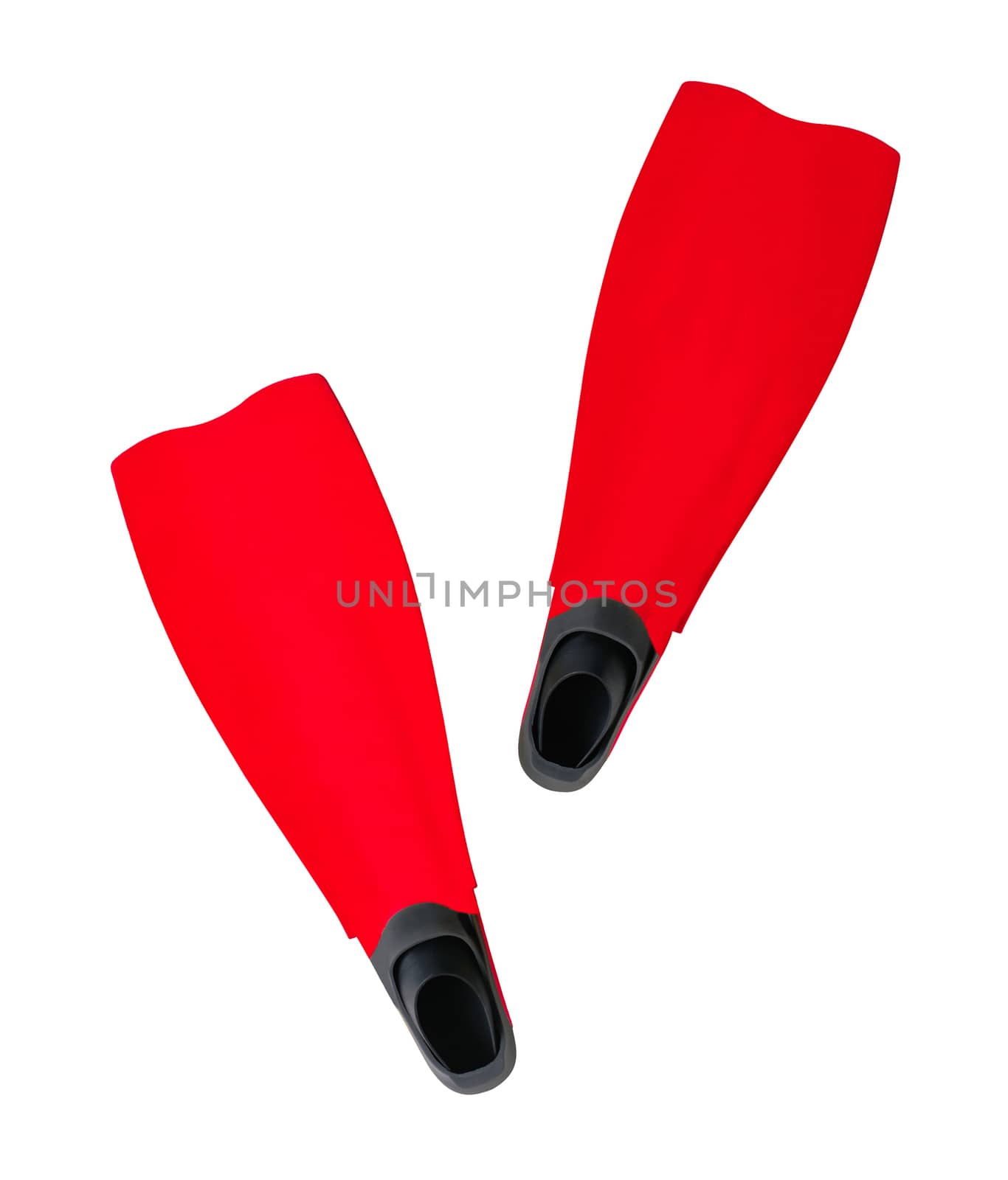 red Flippers isolated on the white