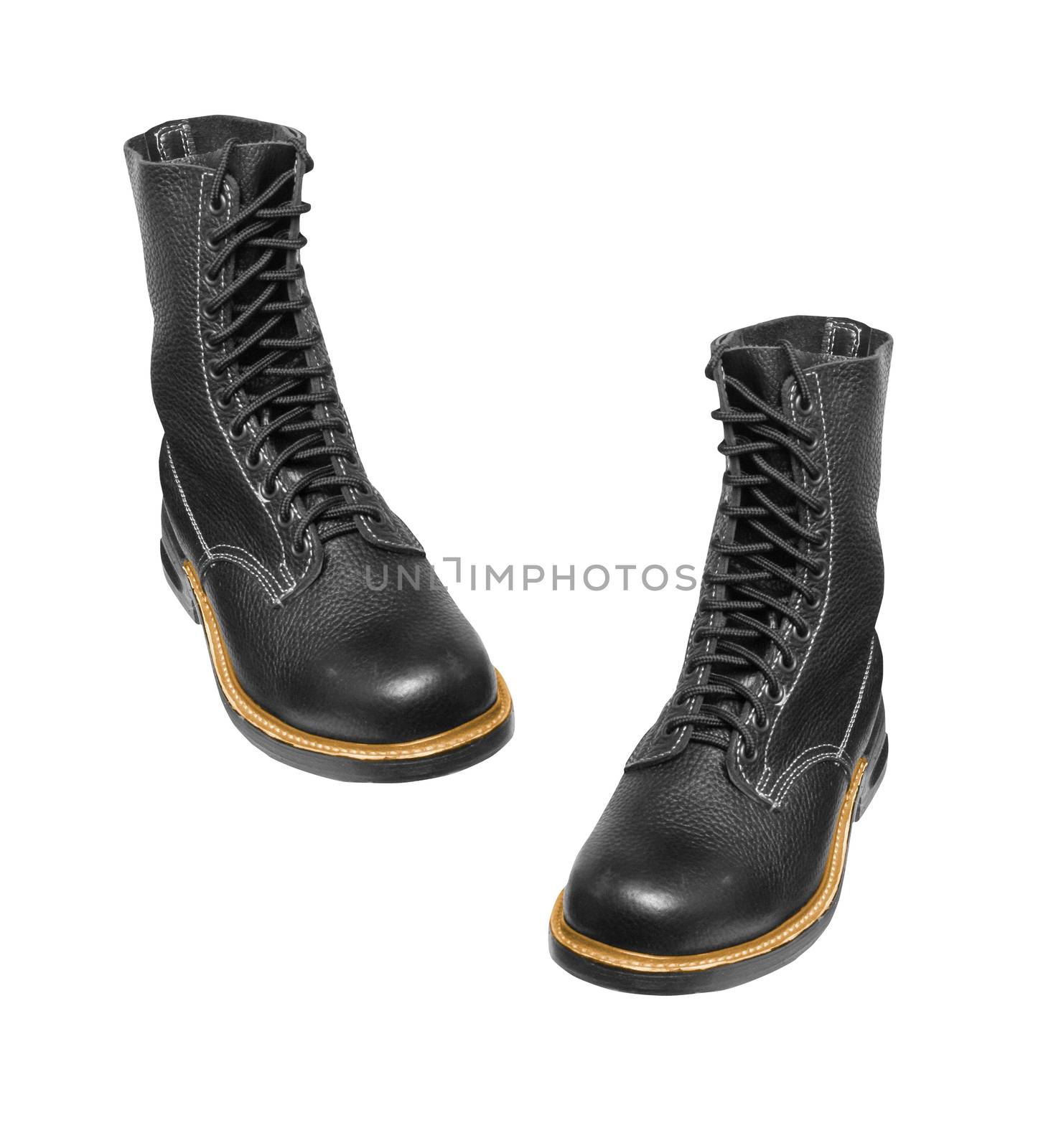 black army boots isolated on white
