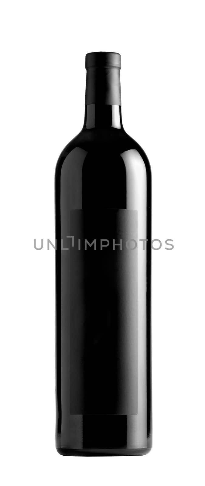 isolated red wine bottle on white background