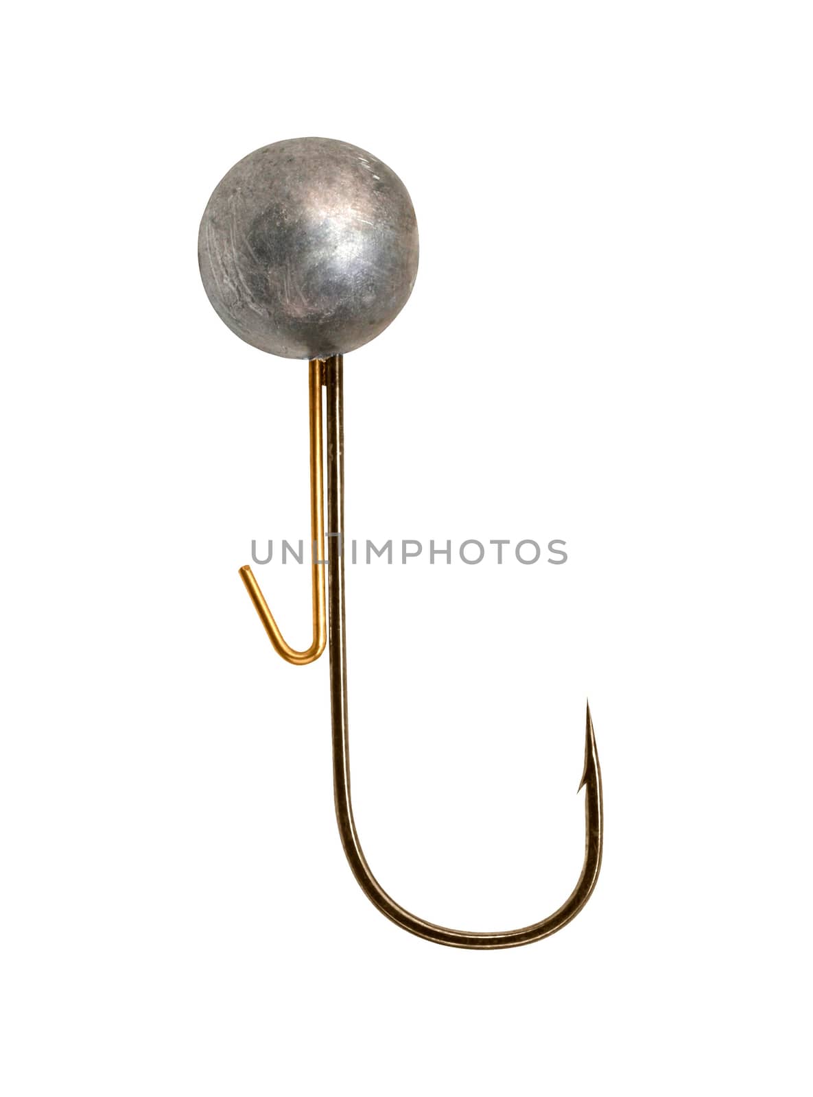 Stainless steel fishing hook isolated on white
