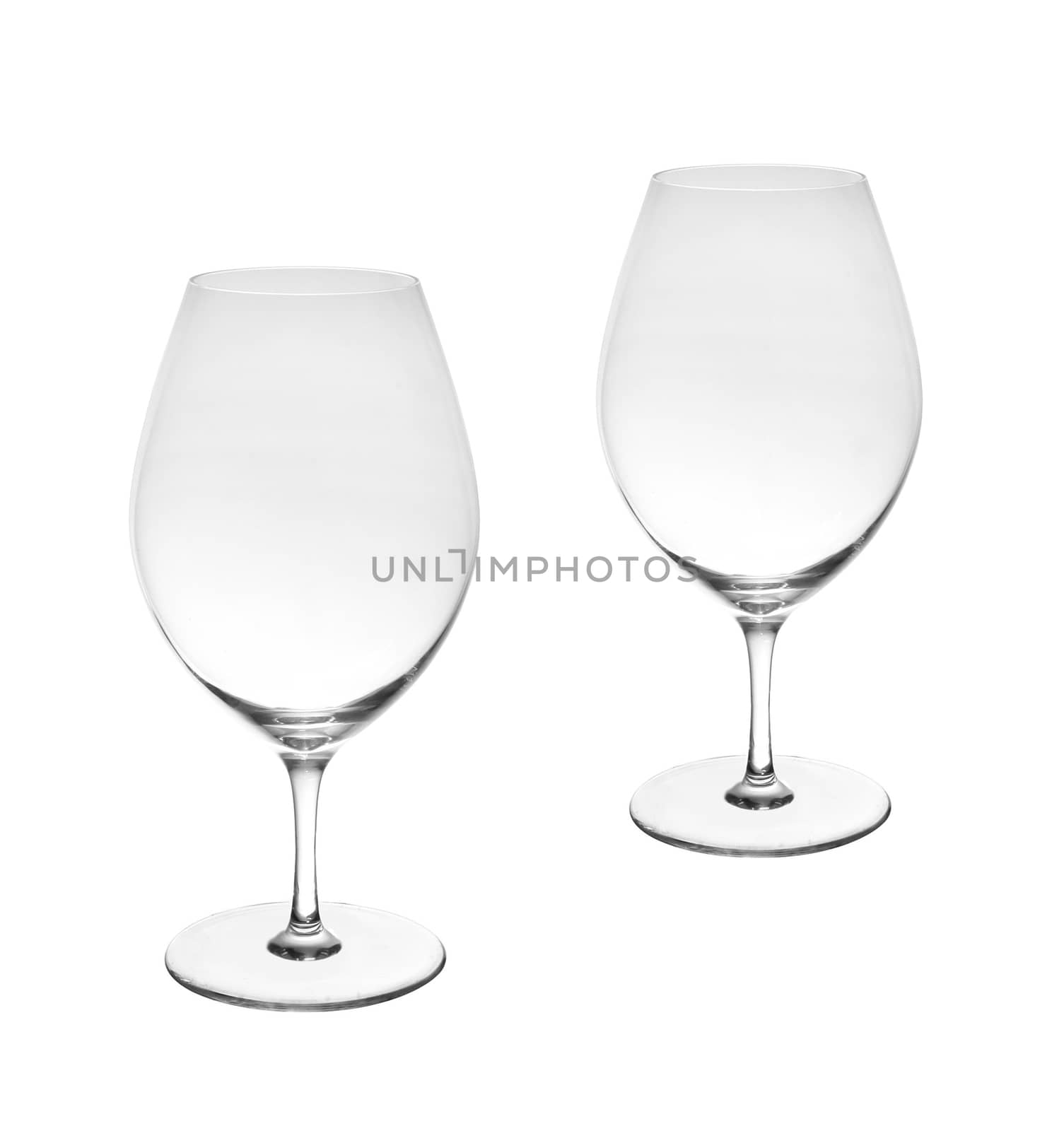 Empty wine glasses, isolated on a white background
