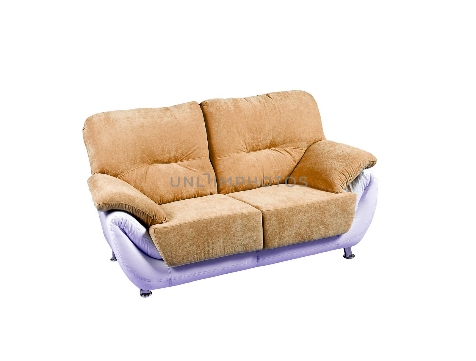 brown vintage sofa on terracotta tiled floor in yellow room