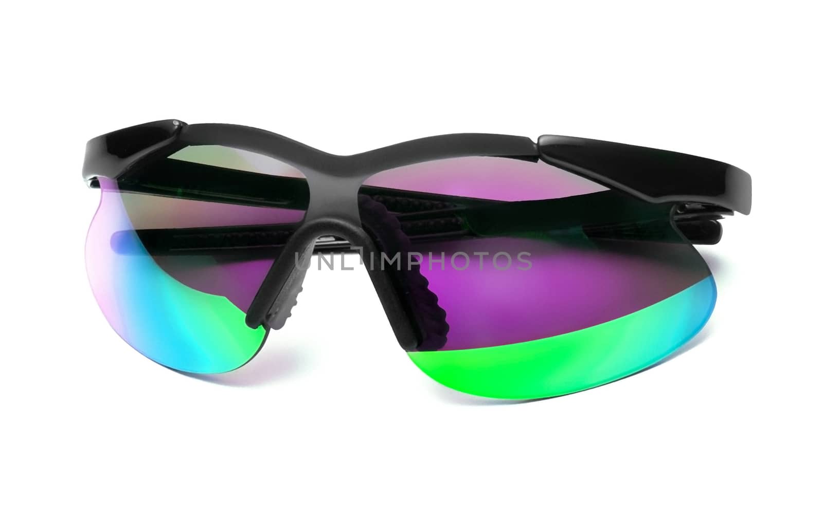 color plastic glasses isolated on white