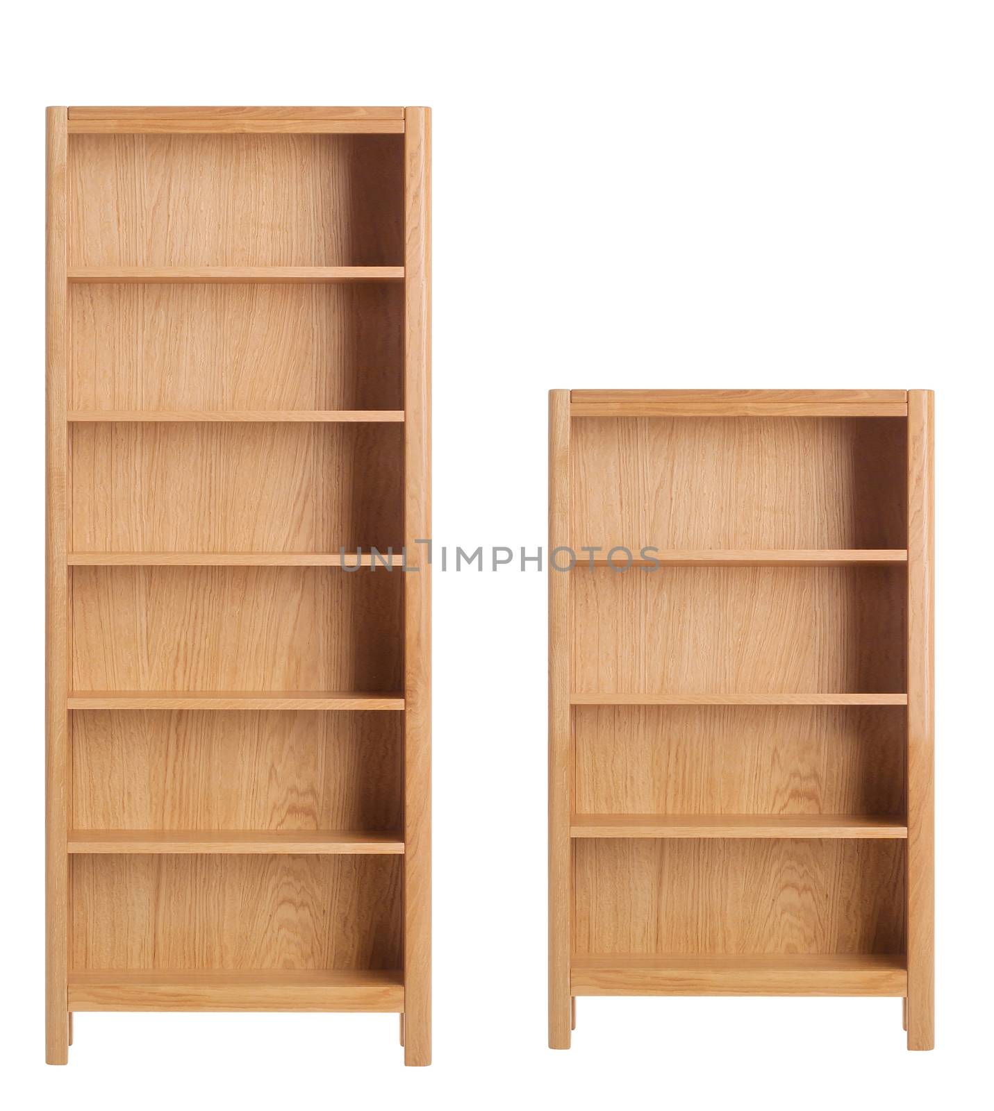 Wooden bookcase isolated