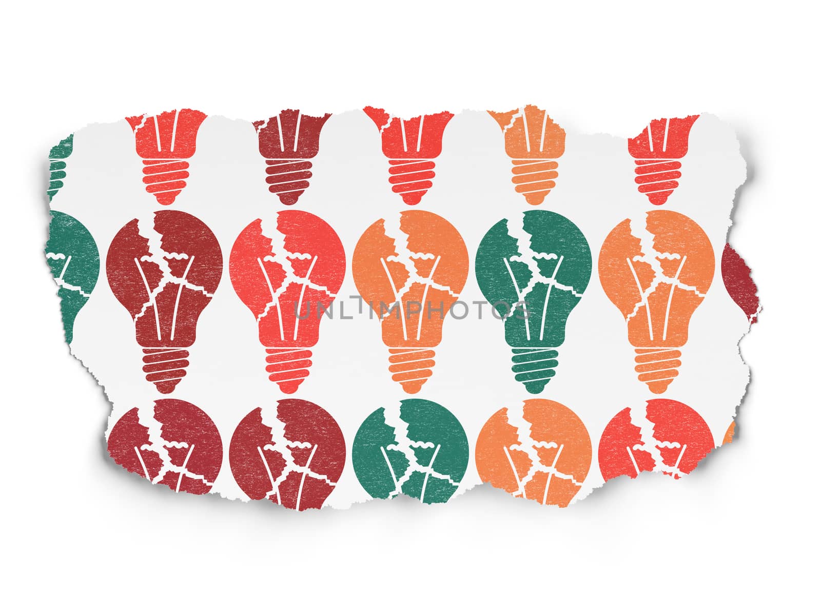 Business concept: Light Bulb icons on Torn Paper background by maxkabakov