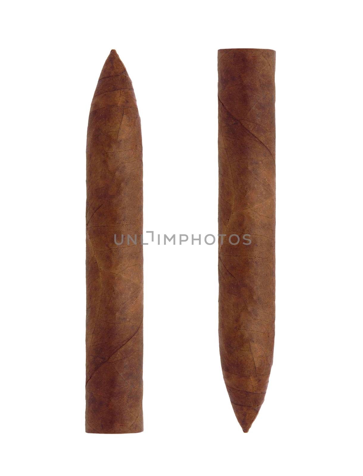 isolated long elegant brown cigars