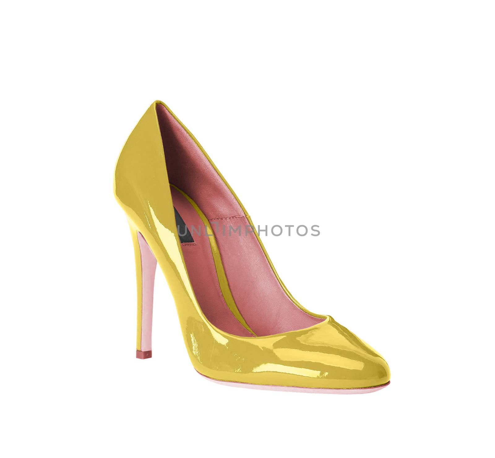 yellow women shoe isolated on white background