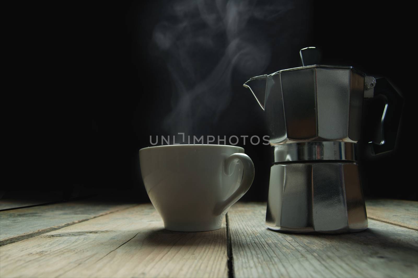 Italian coffee machine background with space 