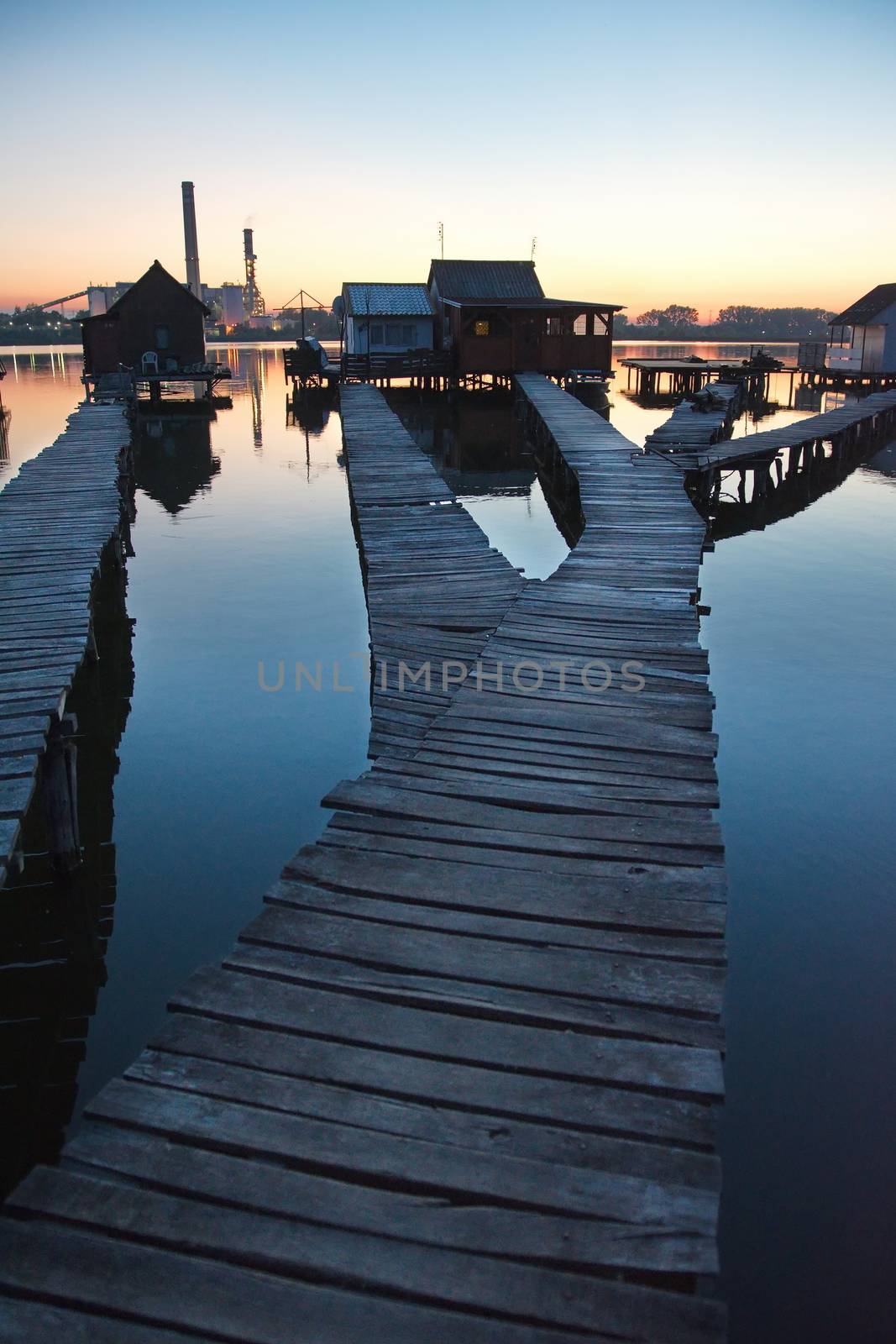 Floating village in Bokod, Hungary