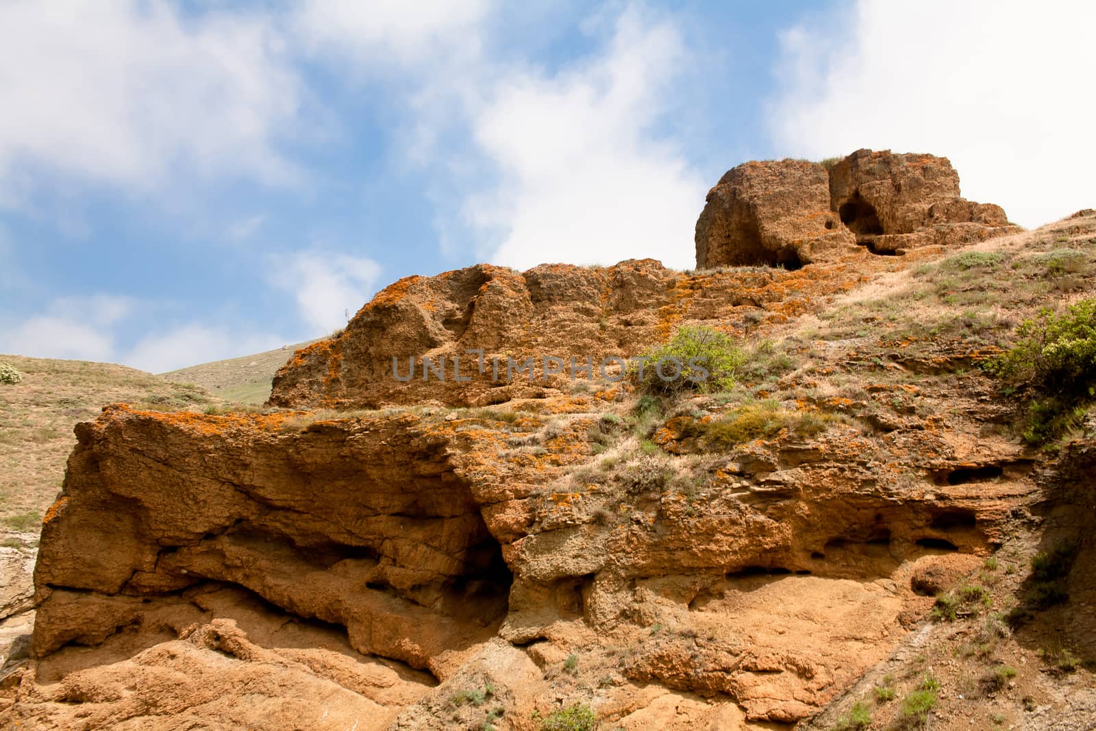 Small red rock in Crimea

