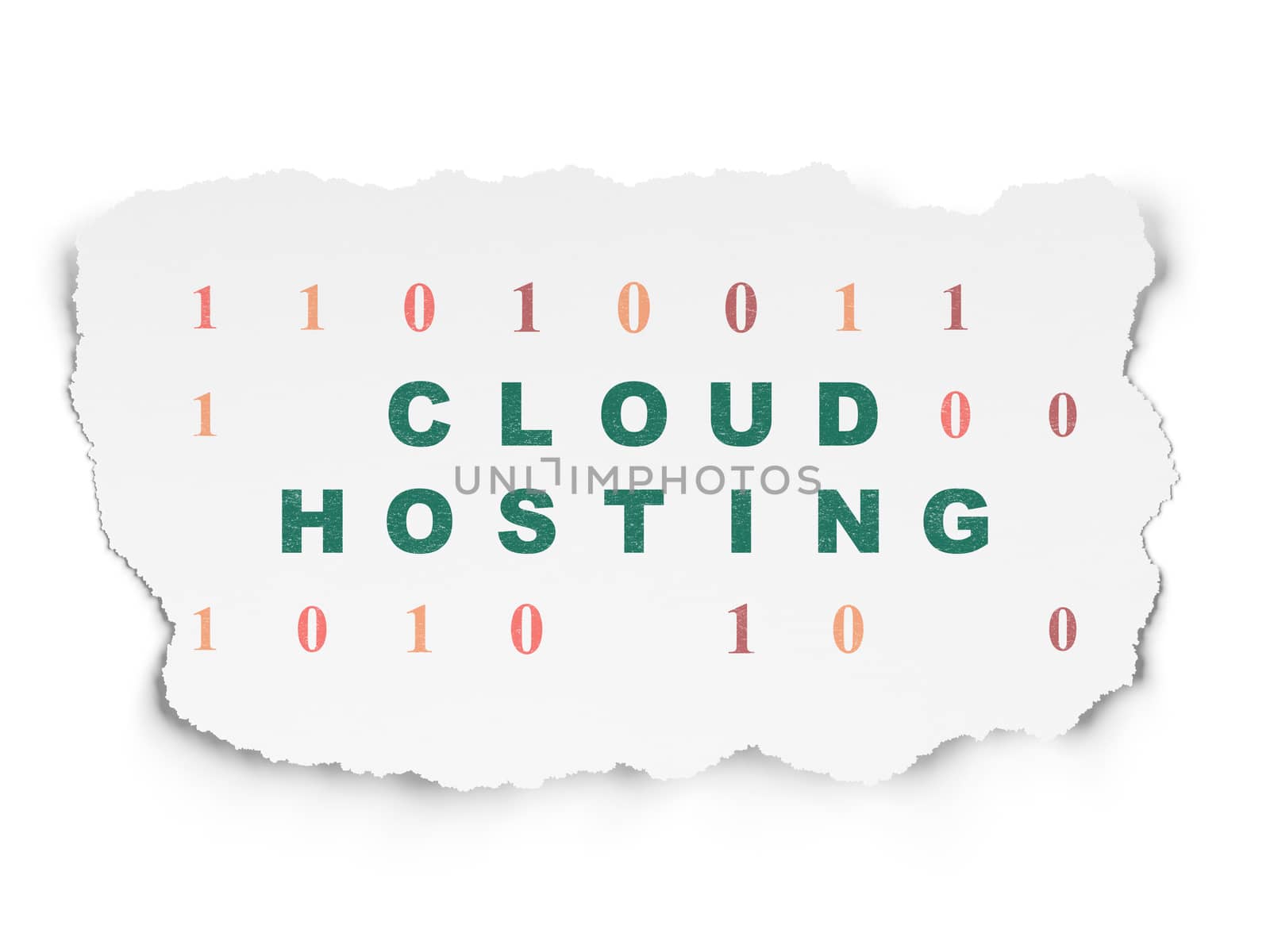 Cloud computing concept: Cloud Hosting on Torn Paper background by maxkabakov