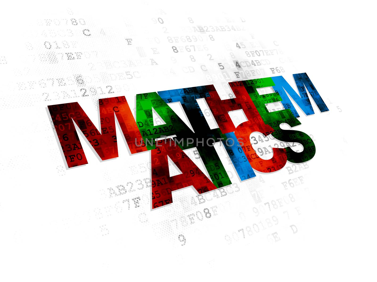 Learning concept: Pixelated multicolor text Mathematics on Digital background