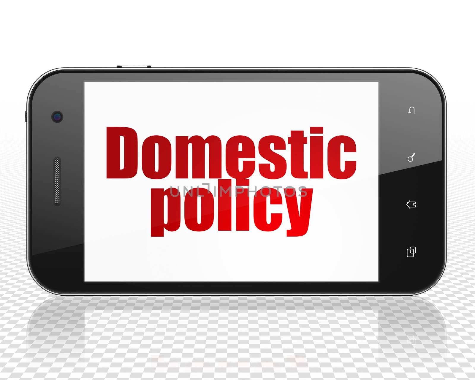 Politics concept: Smartphone with red text Domestic Policy on display