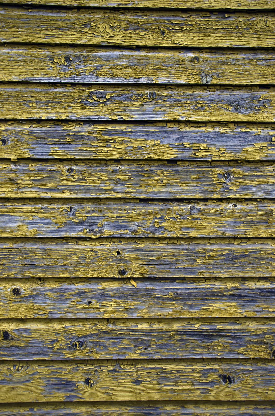 Yellow paint peeling of wood wall background and texture