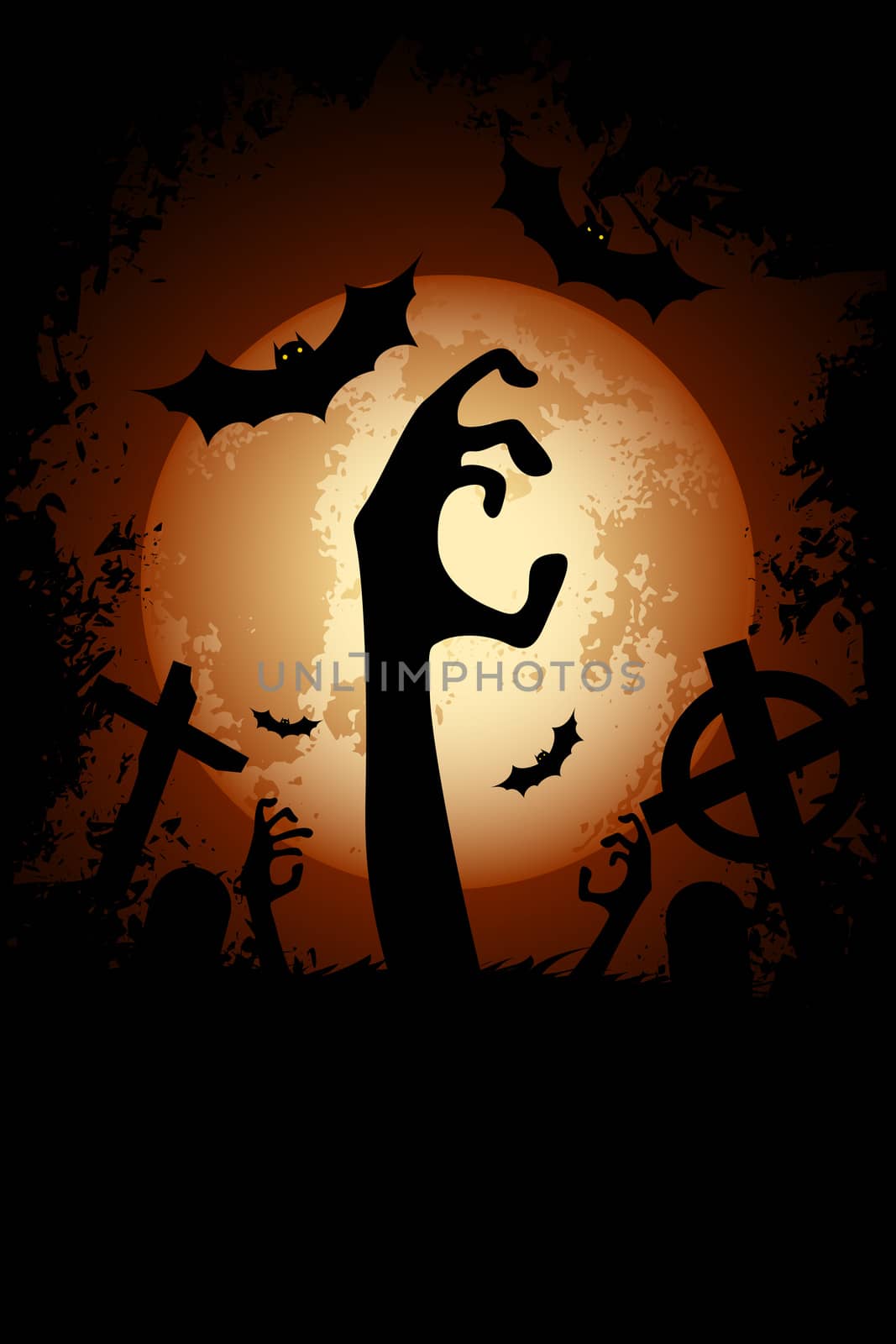 Halloween Zombie Party Poster. Holiday Card. by WaD
