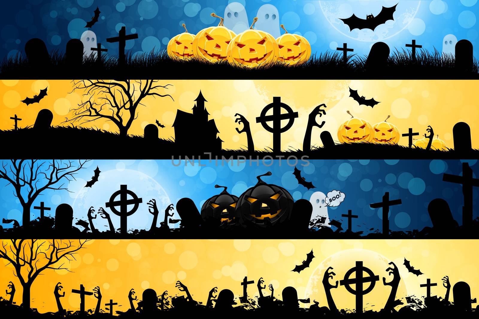 Halloween Posters set. Holiday Banners.