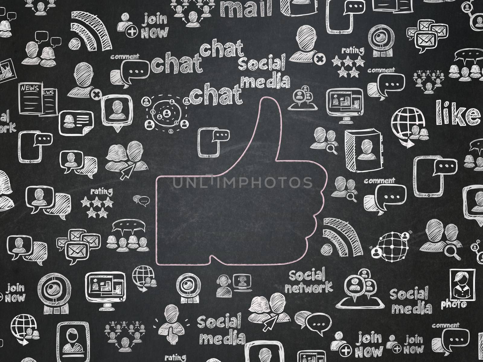 Social media concept: Thumb Up on School Board background by maxkabakov