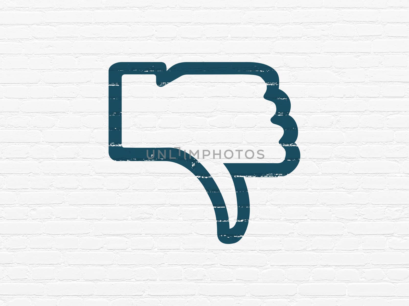 Social network concept: Thumb Down on wall background by maxkabakov