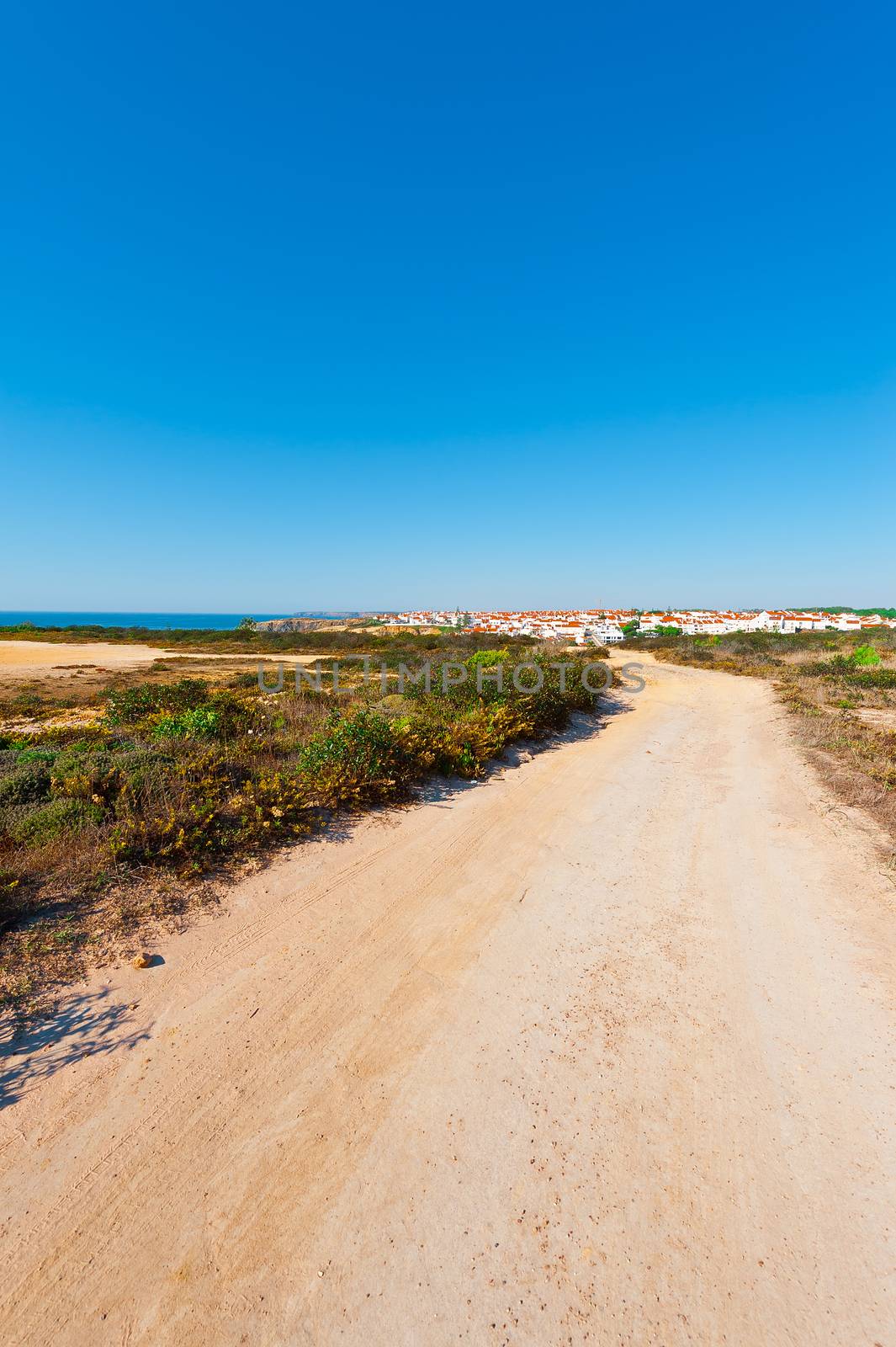 The Dirt Road Leading to the City on the Atlantic Coast of Portugal