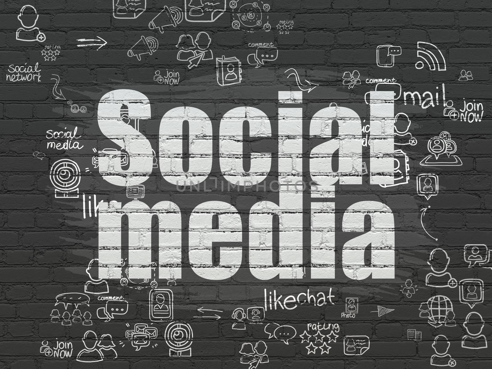 Social media concept: Social Media on wall background by maxkabakov