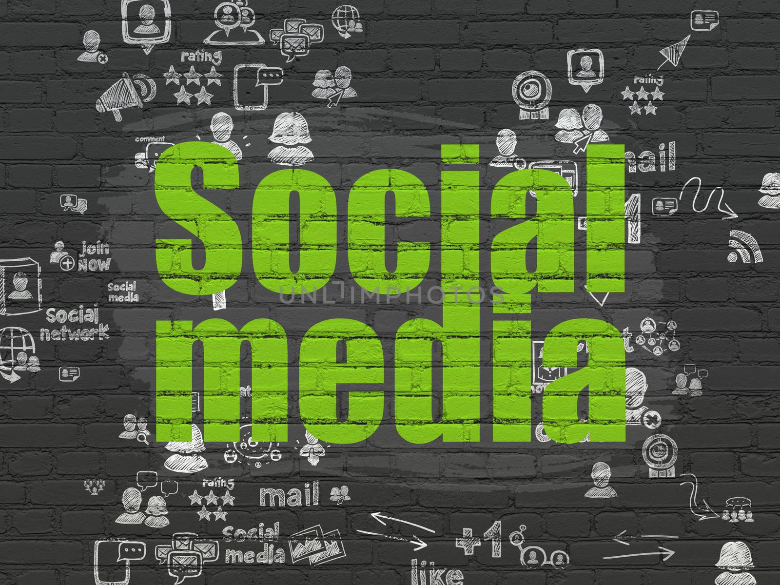 Social network concept: Social Media on wall background by maxkabakov