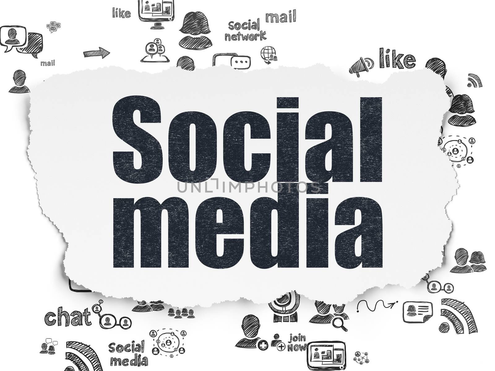 Social network concept: Social Media on Torn Paper background by maxkabakov