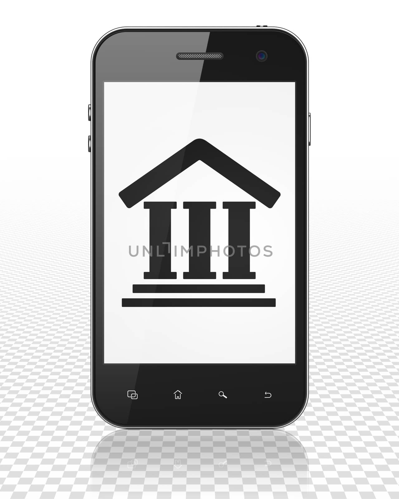 Law concept: Smartphone with black Courthouse icon on display