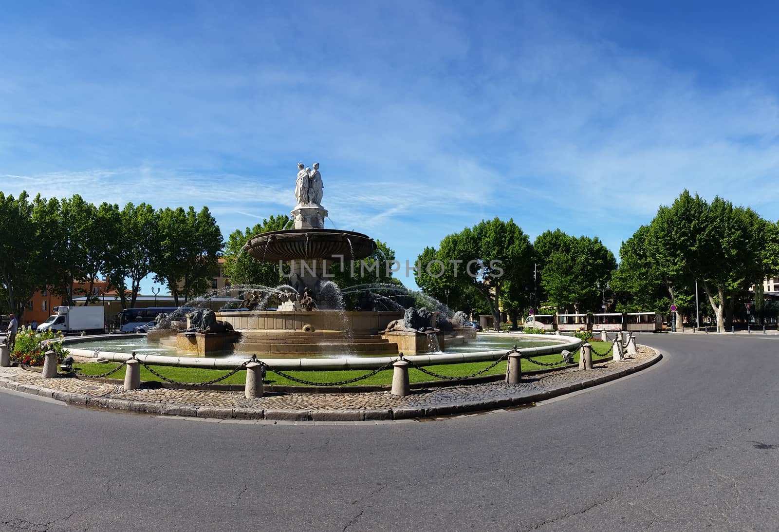 The Fontaine de la Rotonde is a historic fountain in Aix-en-Provence, Bouches-du-Rhone, France