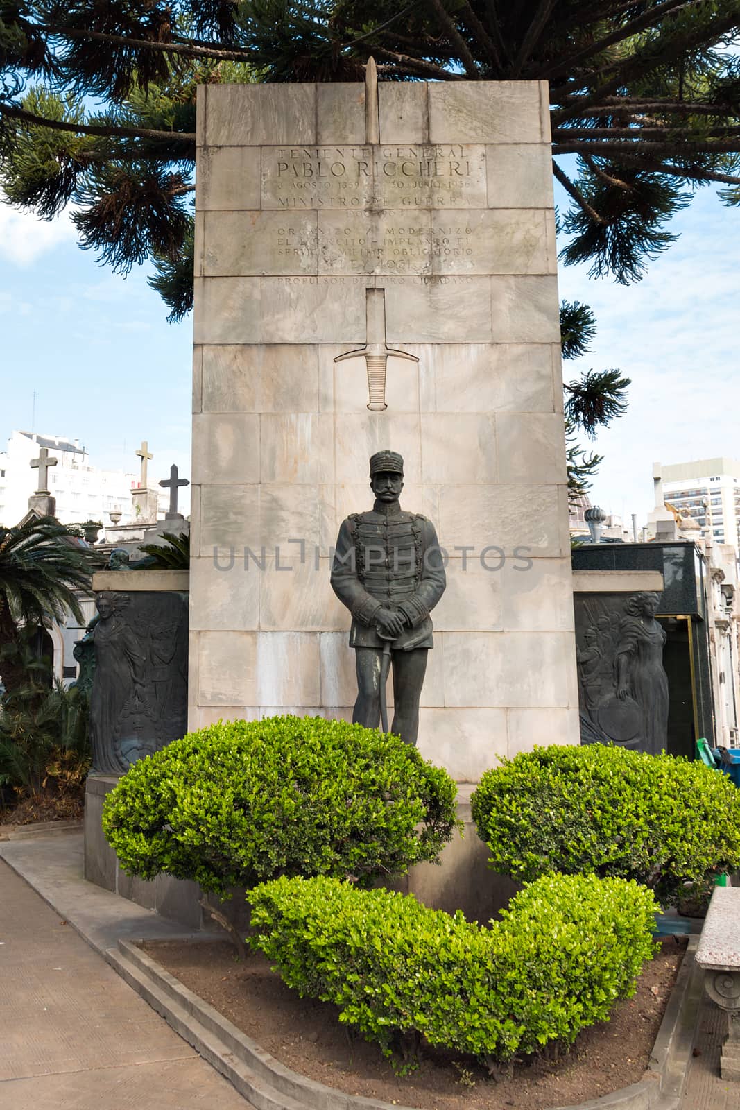 monument of Pablo Riccheri on the historic cemetery Recoleta, Buenos Aires Argentine