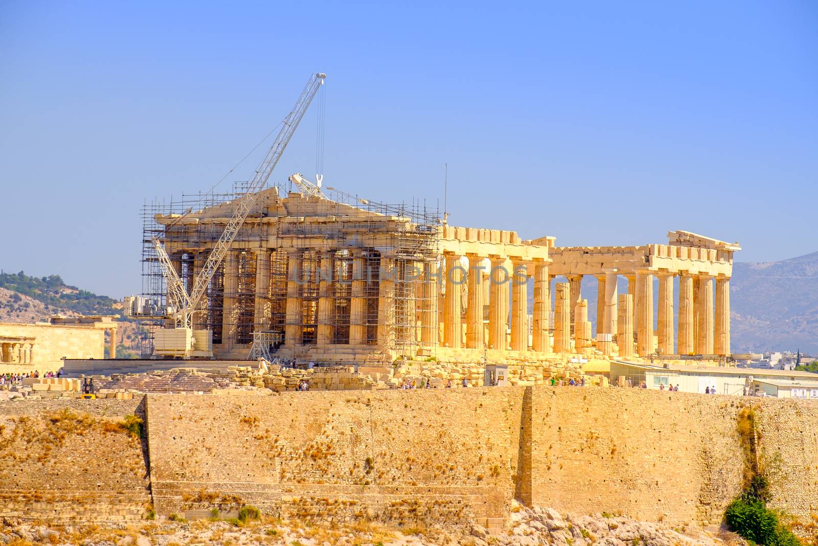 Scenic view of ancient Pantheon temple in Acropolis under constr by martinm303