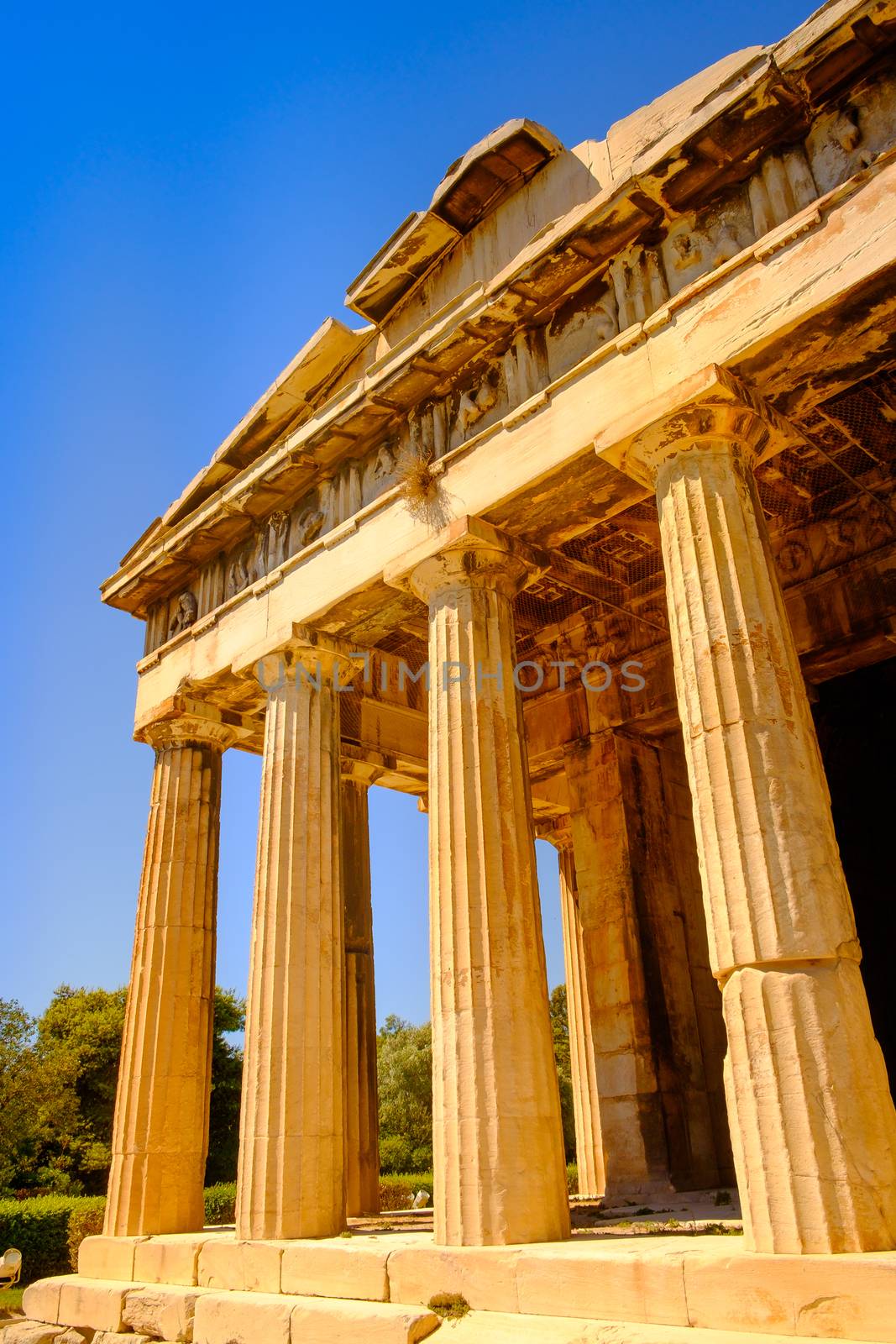 Detail view of temple of Hephaestus in Ancient Agora, Athens by martinm303