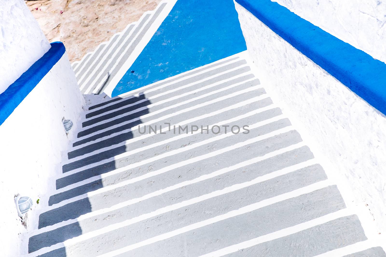 Architecture detail of white stairs in Mediterranean style by martinm303