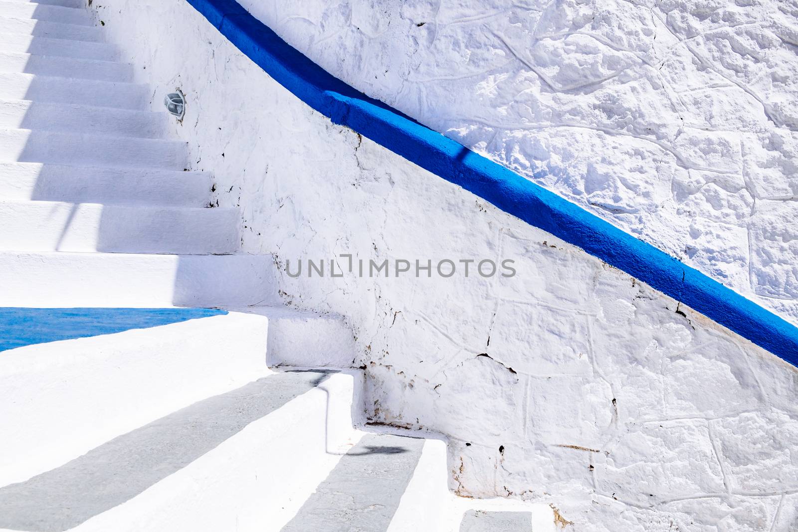 Architecture abstract detail of white stairs in Mediterranean st by martinm303