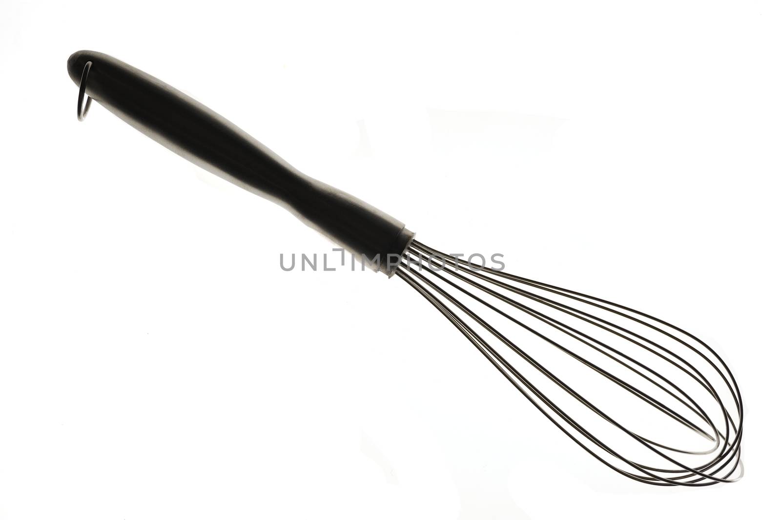 Houseware: steel whisk, isolated on white background