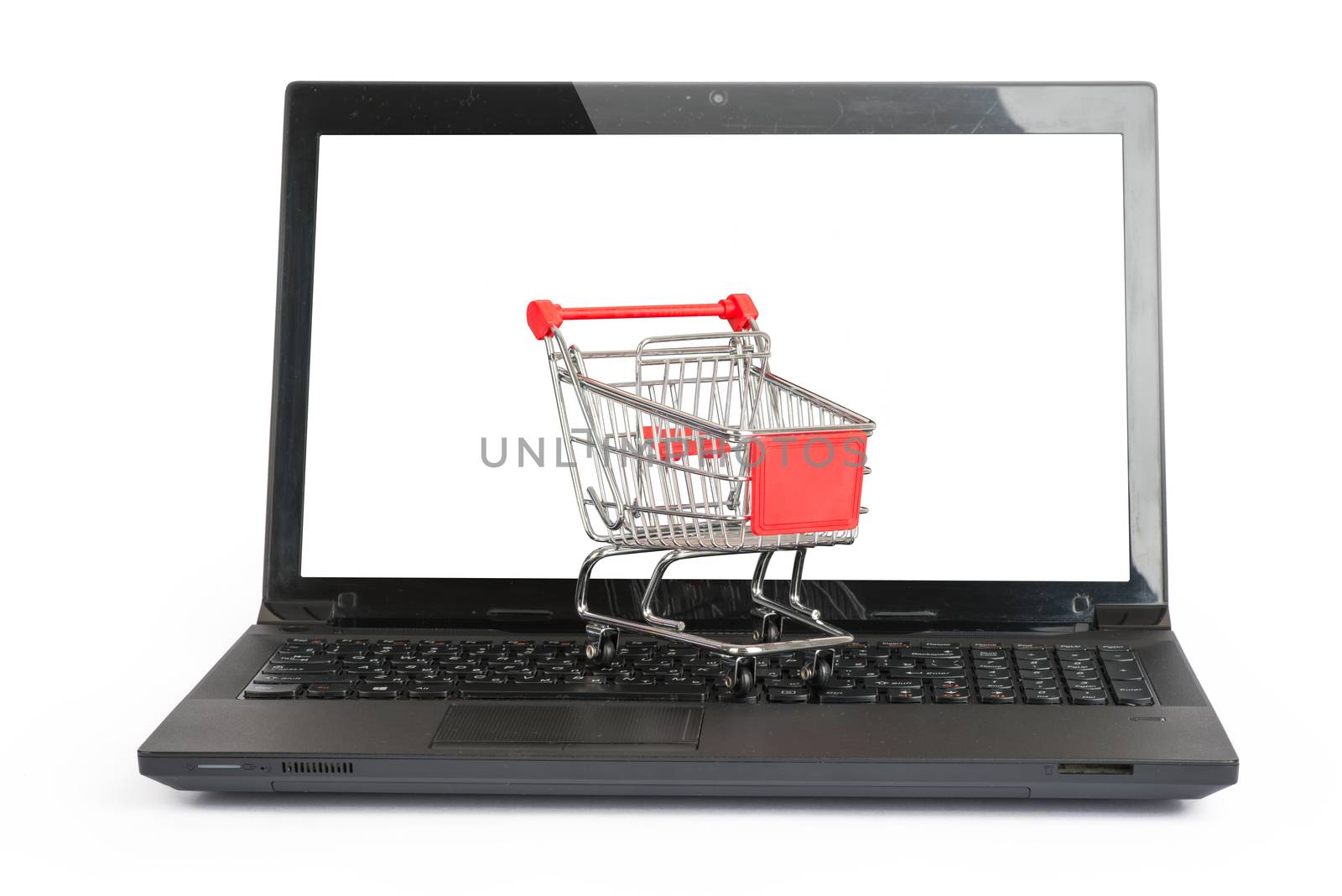 Shopping cart on laptop by cherezoff